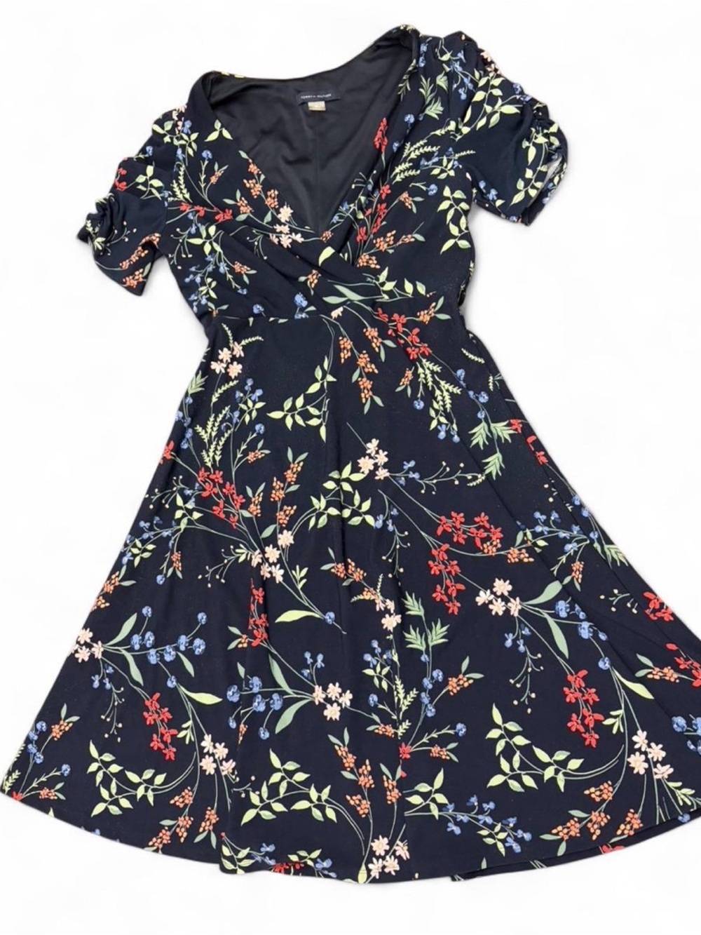 Tommy Hilfiger Navy Floral Wrap Midi Dress